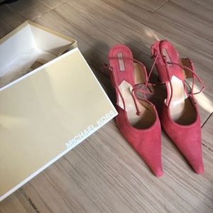 Michael Kors St Thomas Suede watermelon heels